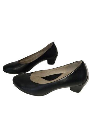 ECCO Sculptured 45 Leather Block Heeled Pump Black EU Size 40 (US 9.0/9.5)